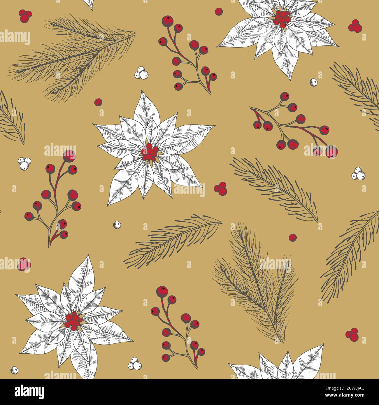 Seamless pattern with Christmas Tree Decorations hand drawn art design ...