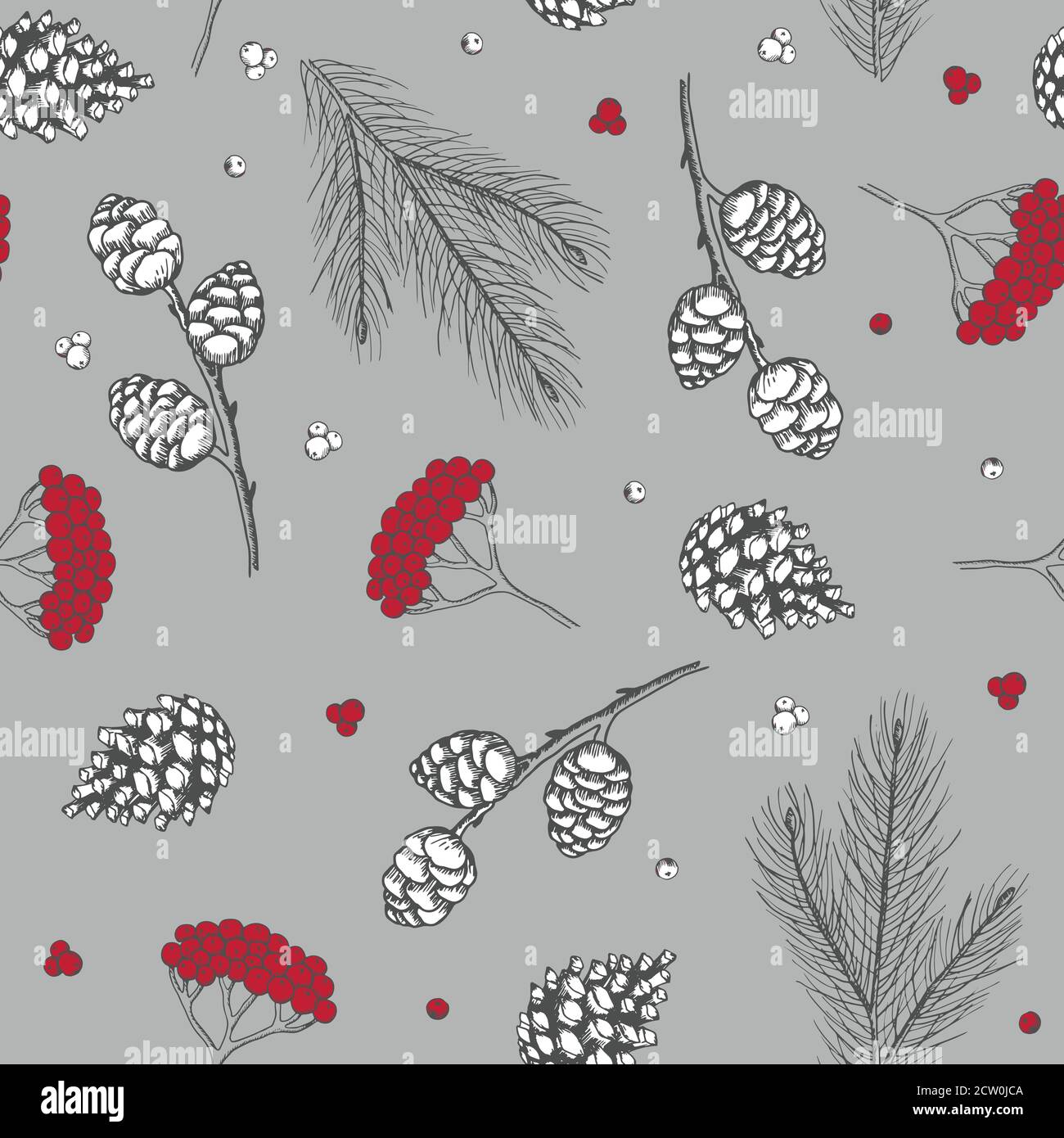 Seamless pattern with Christmas Tree Decorations hand drawn art design ...