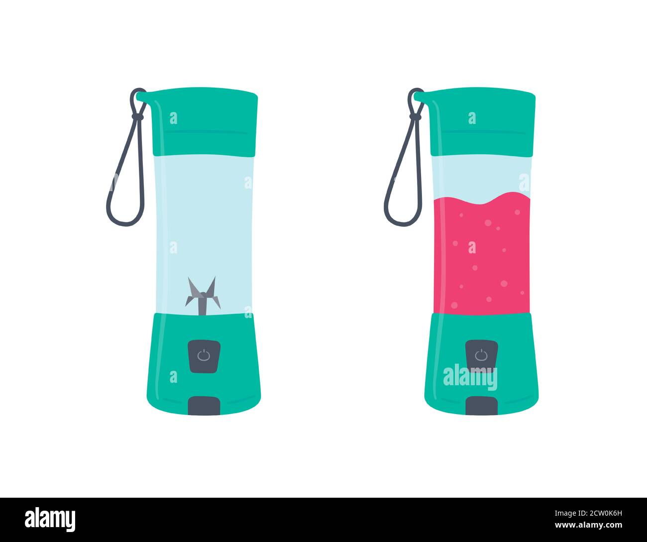 Portable mixer for smoothies and mixed drink. Empty blender and blender