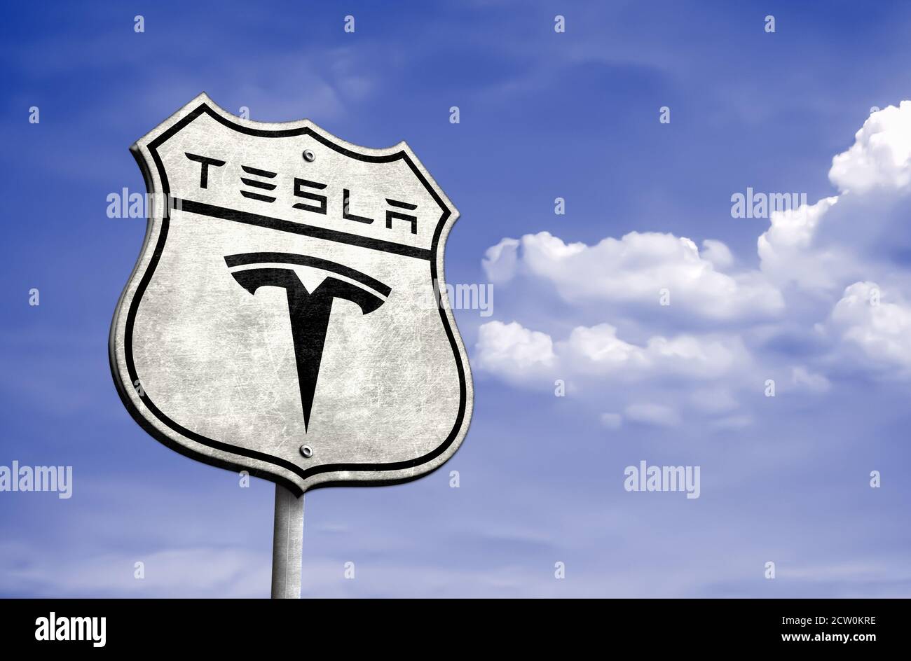 Tesla Motors highway logo Stock Photo