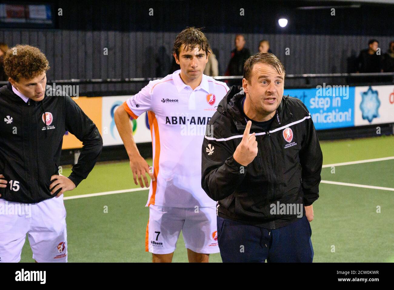 Den Bosch, 25-09–2020, Tulp Hoofdklasse Hockey Heren, Seizoen 2020-201. Venue: HC Den Bosch. Thibeau Stockbroekx and Jeroen Baart during the game Den Bosch - Oranje-Rood. Stock Photo