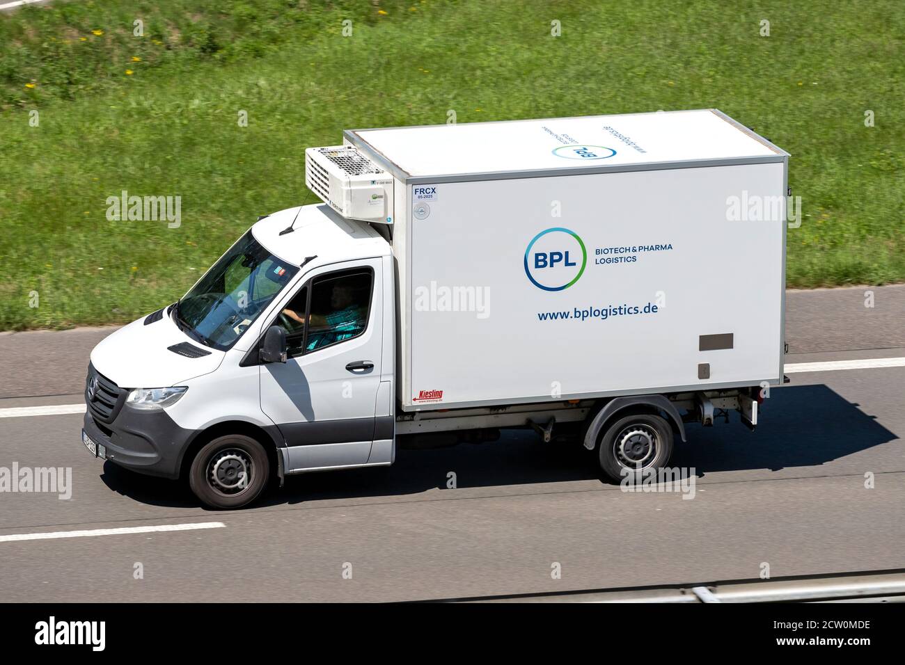 BPL temperature controlled MercedesBenz Sprinter van on motorway Stock