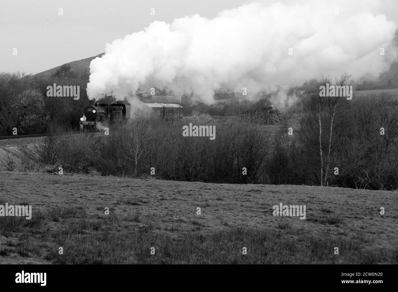 '30120' leads 'Manston' south from Corfe Castle. Stock Photo
