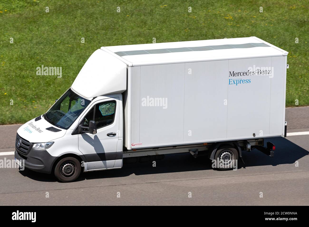 Mercedes-Benz Express Sprinter van on motorway. Stock Photo