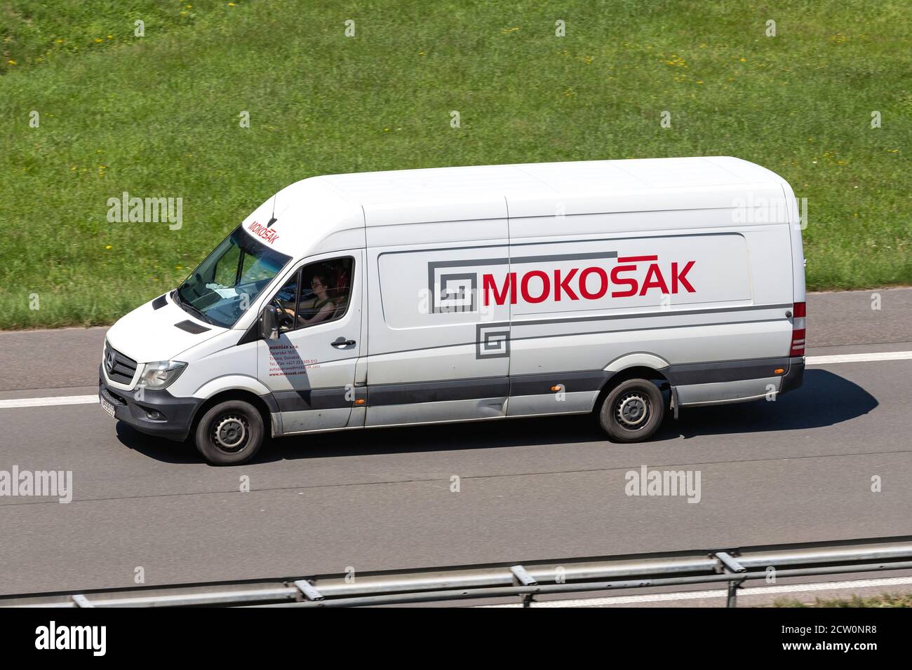 Mokosak Mercedes-Benz Sprinter van on motorway Stock Photo