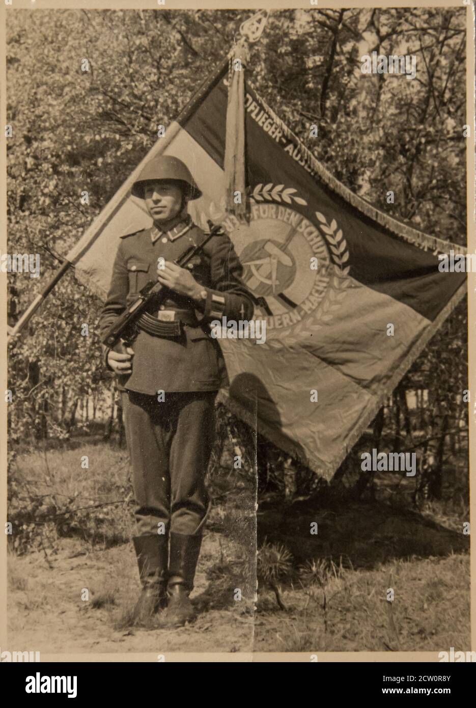 Soldier of the former GDR - "Für den Schutz der Arbeiter- und Bauern-Macht" Stock Photo