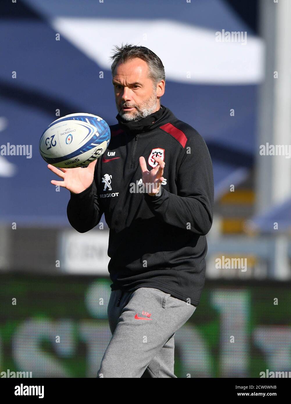 Toulouse head coach Ugo Mola during the European Challenge Cup semi final  match at Sandy Park, Exeter Stock Photo - Alamy