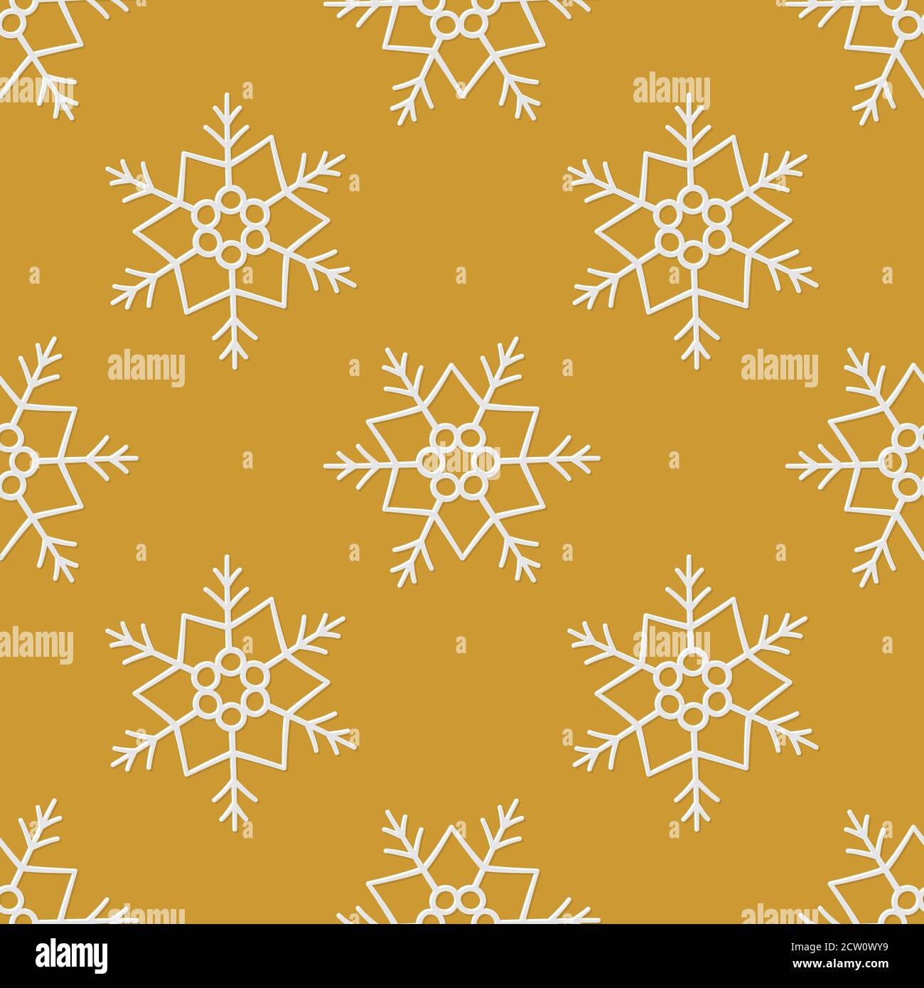 Gold seamless pattern with cute snowflakes. Hand drawn snow texture ...