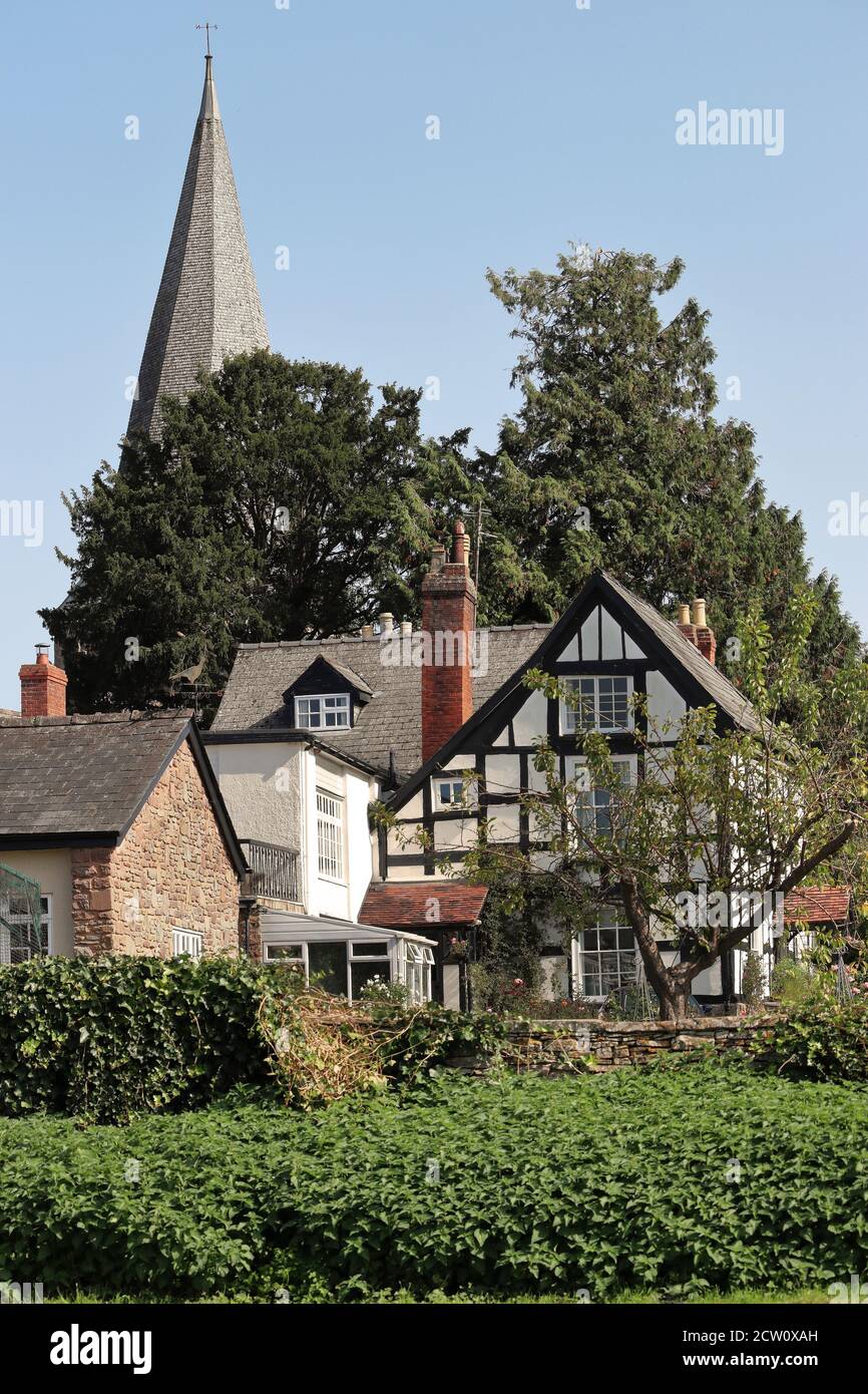 Fownhope Village in Herefordshire with Church steeple showing between