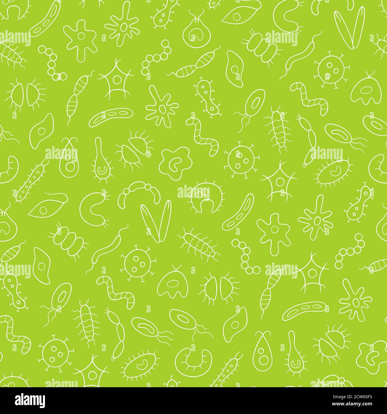Germs, virus, bacterias and pathogen. Microbes and protozoa. Seamless vector pattern Stock Vector