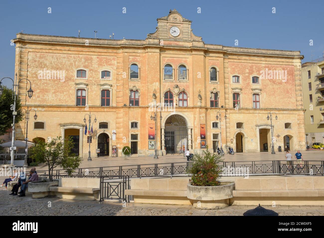 Matera, Italy - 19 September 2020:  the central square of Vittorio Veneto at Matera on Italy Stock Photo