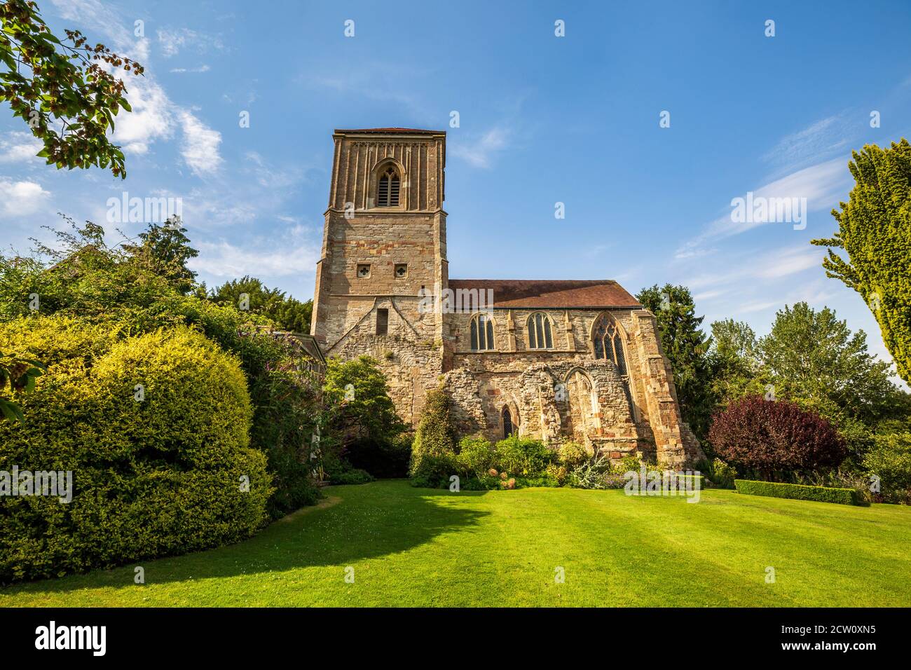 The 12th-century Little Malvern Priory in the Malvern Hills, Worcestershire, England Stock Photo