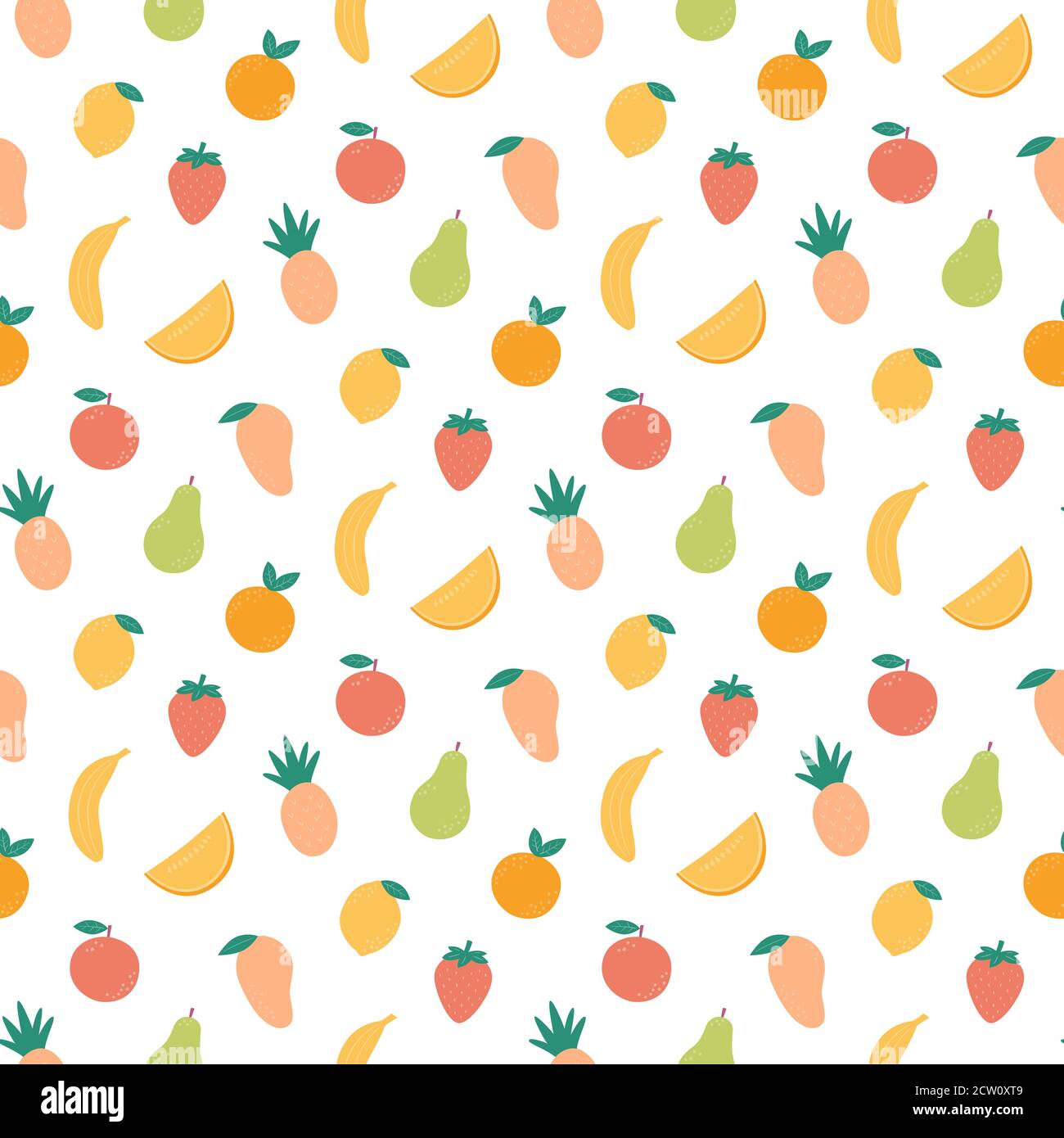 Fruit seamless pattern. Summer texture. Hand drawn colorful vector ...