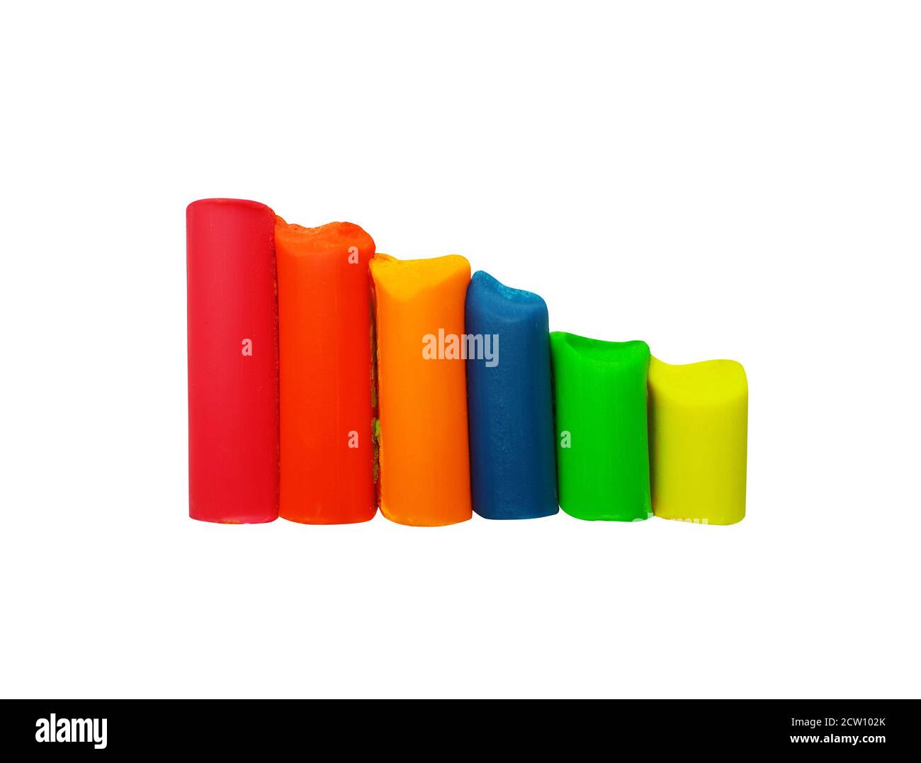 Plasticine sticks of different colors on white background Stock Photo