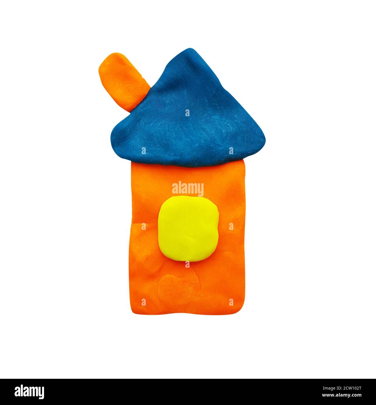 Plasticine colored house isolated on white background Stock Photo