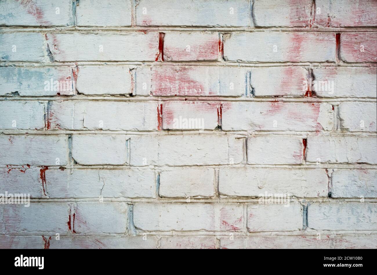 White old brick painted wall for texture or background Stock Photo