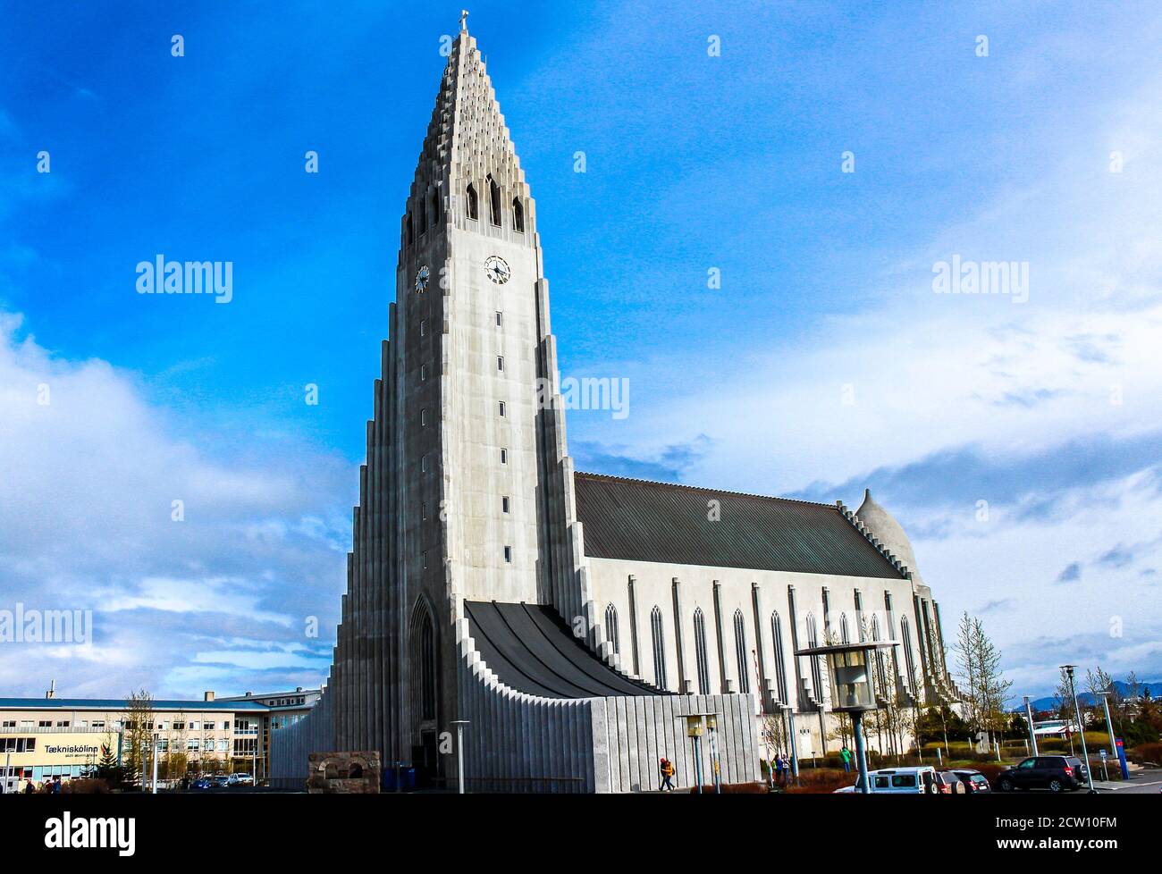 Hallgrimskirkja (church of Hallgrimur) is a Lutheran (Church of Iceland) parish church in the Reykjavik, Iceland. Stock Photo