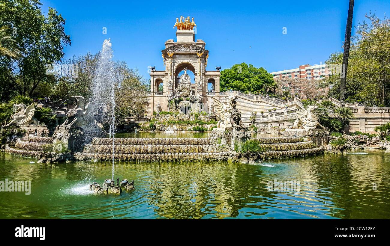 Fountain called Cascada in the Parc de la Ciutadella (Citadel Park). Barcelona, Spain Stock Photo