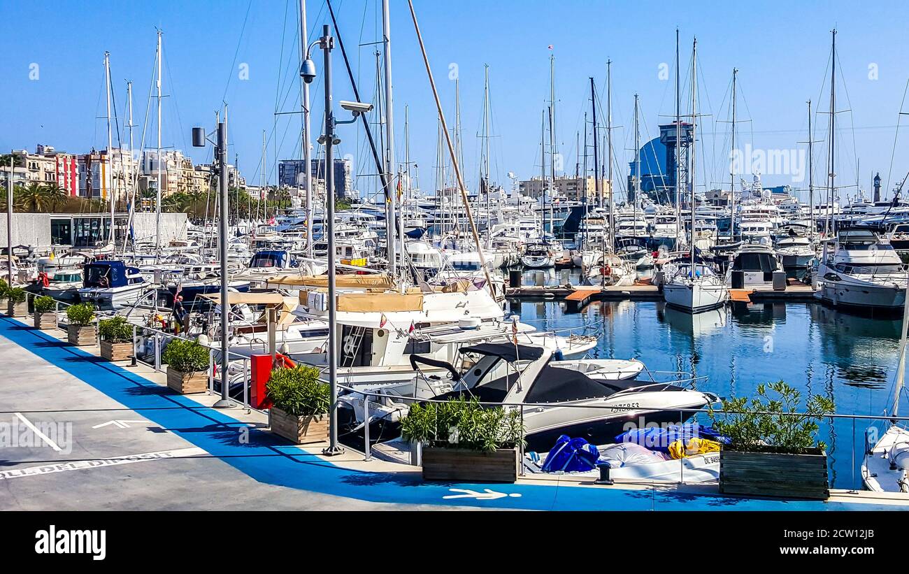 Yachts in the Port Vell. Barcelona, Spain Stock Photo