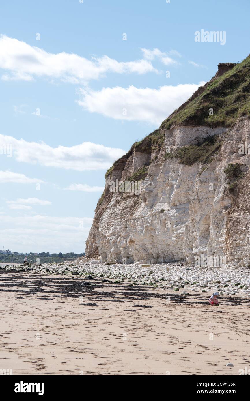 Chalkstone Cliffs  Danes Dyke Beach, Sewerby near Bridlignton UK showing effects of coastal erosion Stock Photo