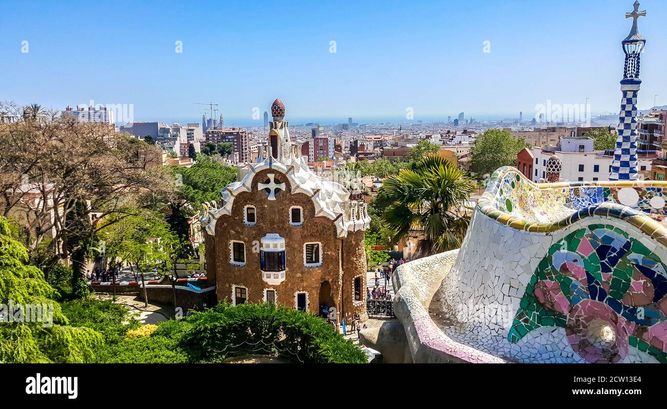 Park Guell in Barcelona, Spain. Stock Photo