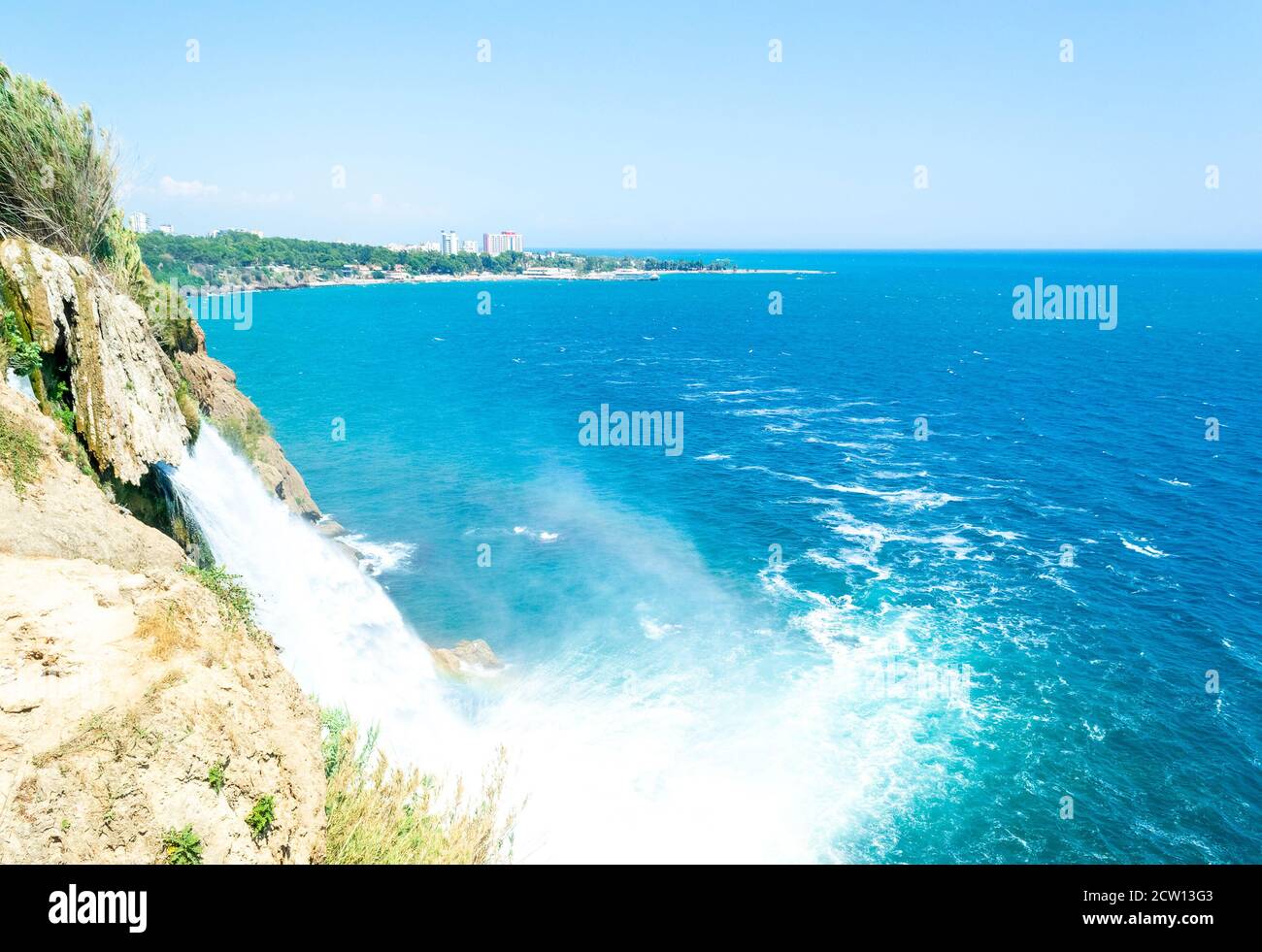 Waterfall Duden nature travel background in Antalya, Turkey Stock Photo