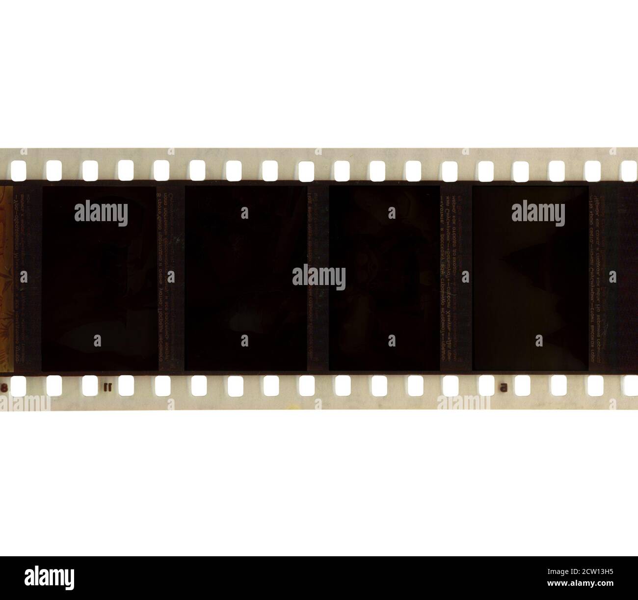 Film old negative strip frames isolated on white background Stock Photo