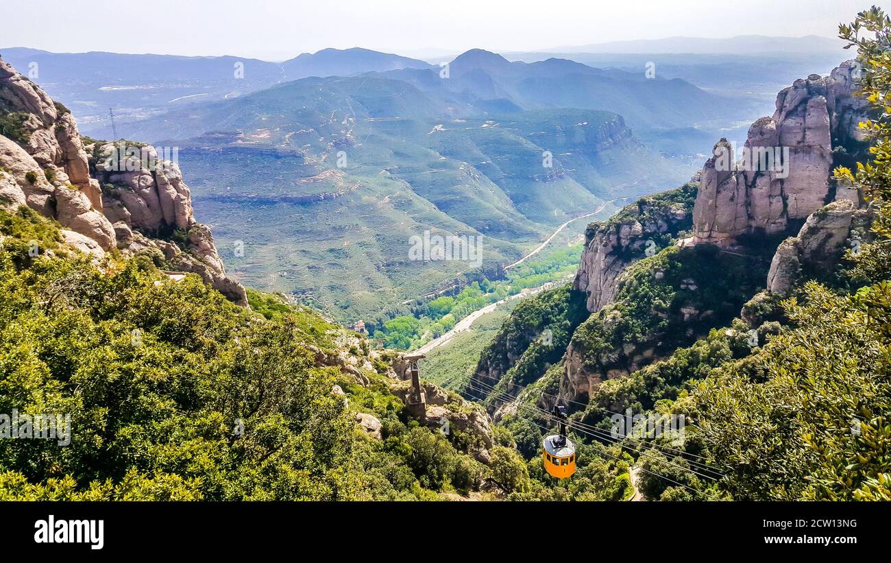Montserrat - a multi-peaked rocky range located near the city of Barcelona, in Catalonia, Spain. Stock Photo