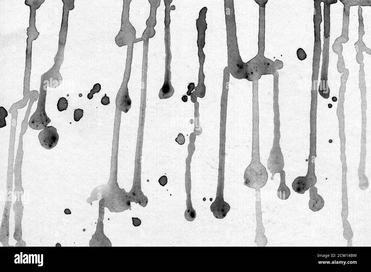 Hand painted watercolor falling liquid drops texture isolated on white background. Stock Photo