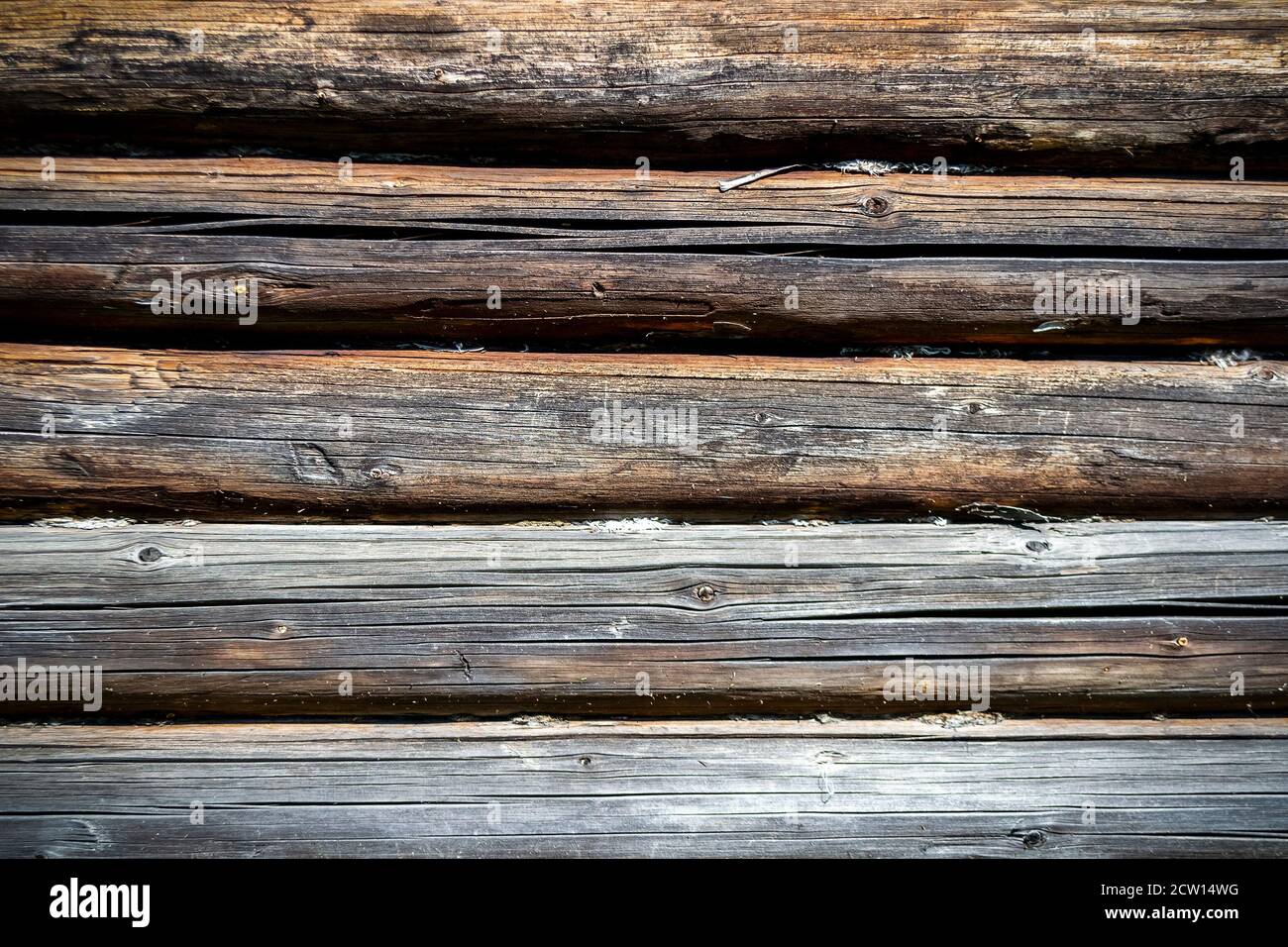 Weathered brown old wood horizontal planks background Stock Photo