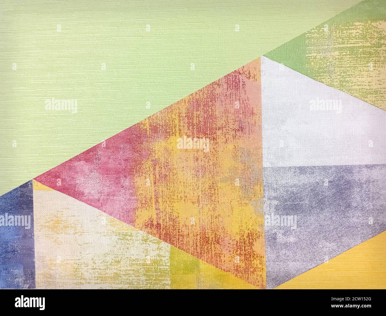 Old colored grunge wallpaper with triangles. Geometric texture Stock Photo