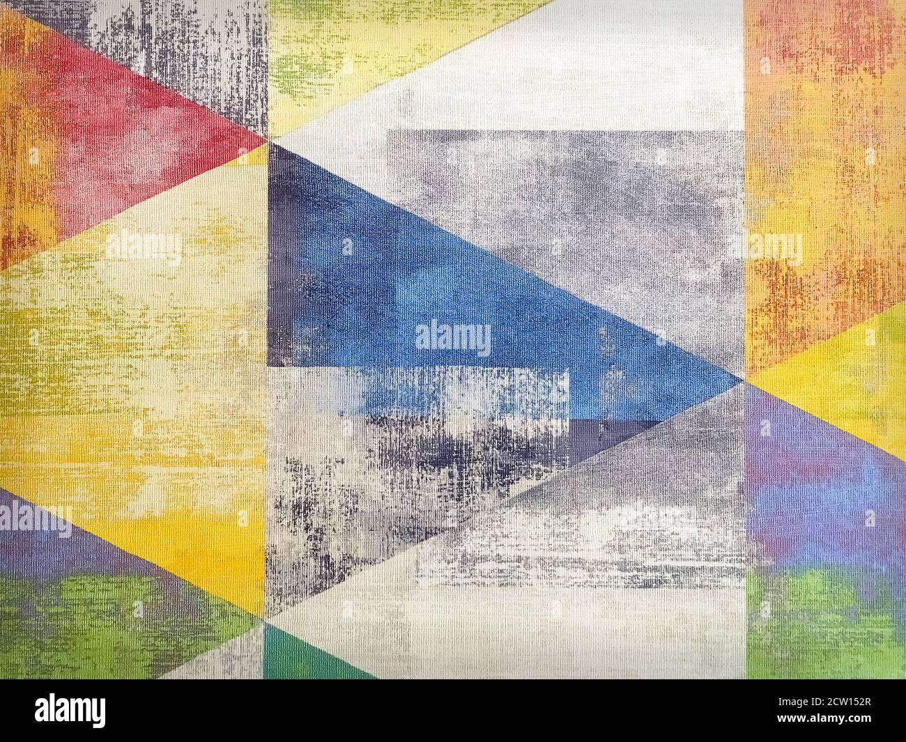 Old colored grunge wallpaper with triangles. Geometric texture Stock Photo