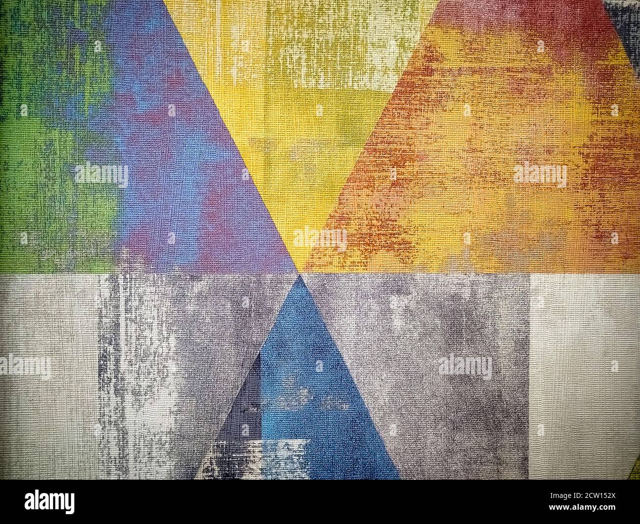 Old colored grunge wallpaper with triangles. Geometric texture Stock Photo