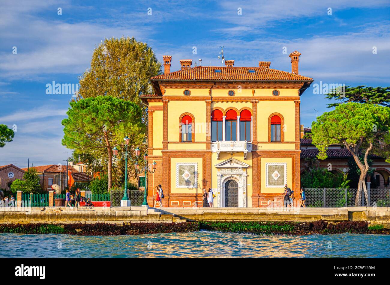 Venice, Italy, September 14, 2019: Palazzina Canonica palace CNR-ISMAR in Castello sestiere, view from water of Venetian lagoon, Veneto region Stock Photo