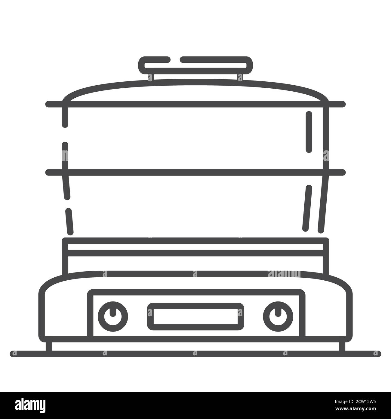 Double boiler line art vector icon outline.Kitchen appliances Stock
