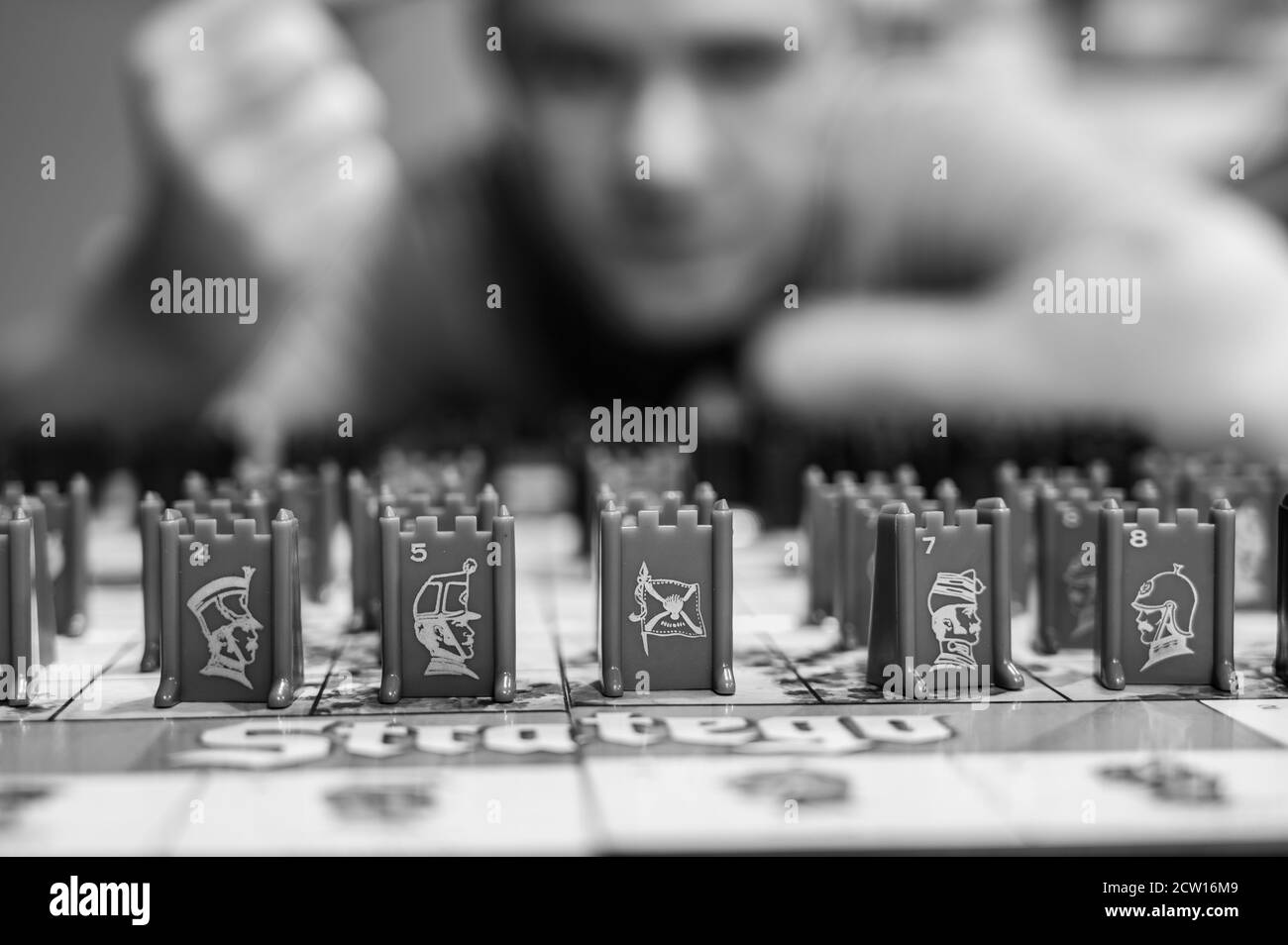 Board level view of stategy board game in action Stock Photo Alamy