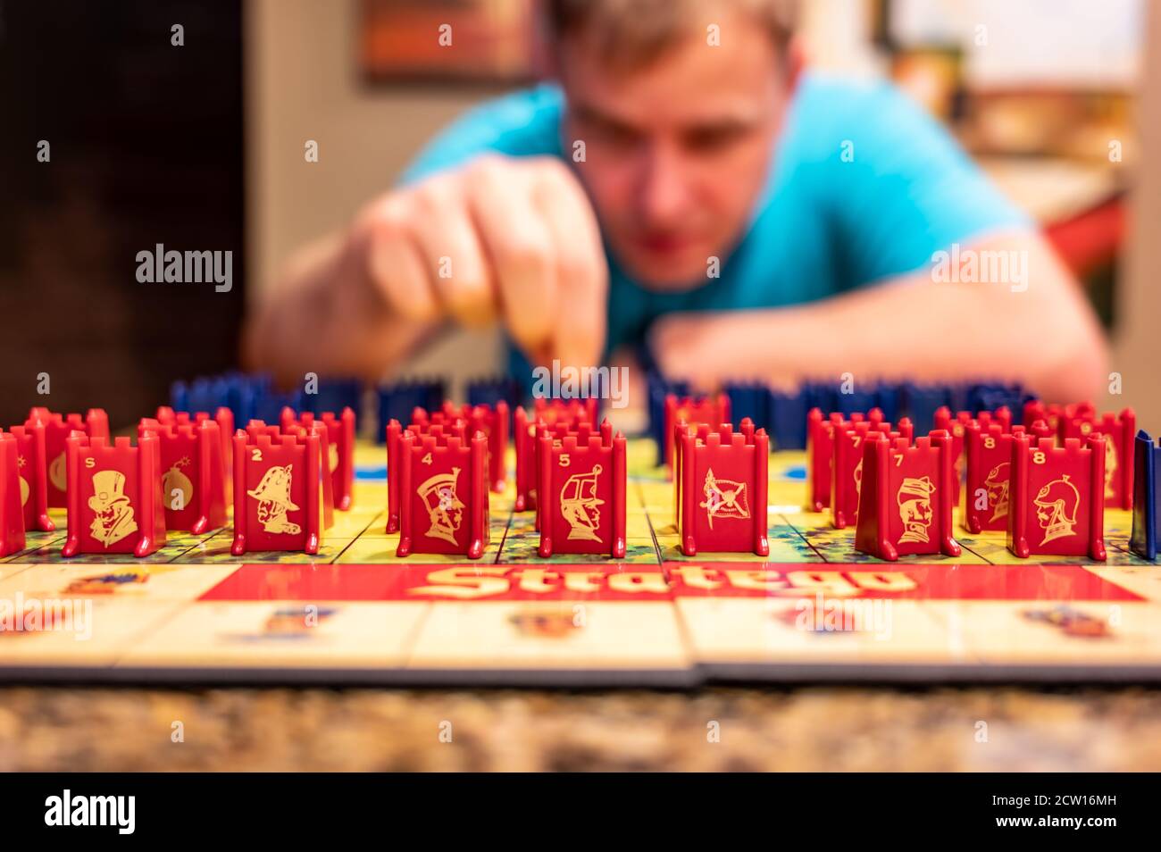 Board level view of stategy board game in action Stock Photo Alamy
