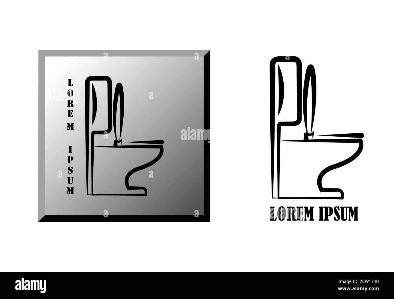 Western style toilet seat logo design in different colour combinations. Stock Vector