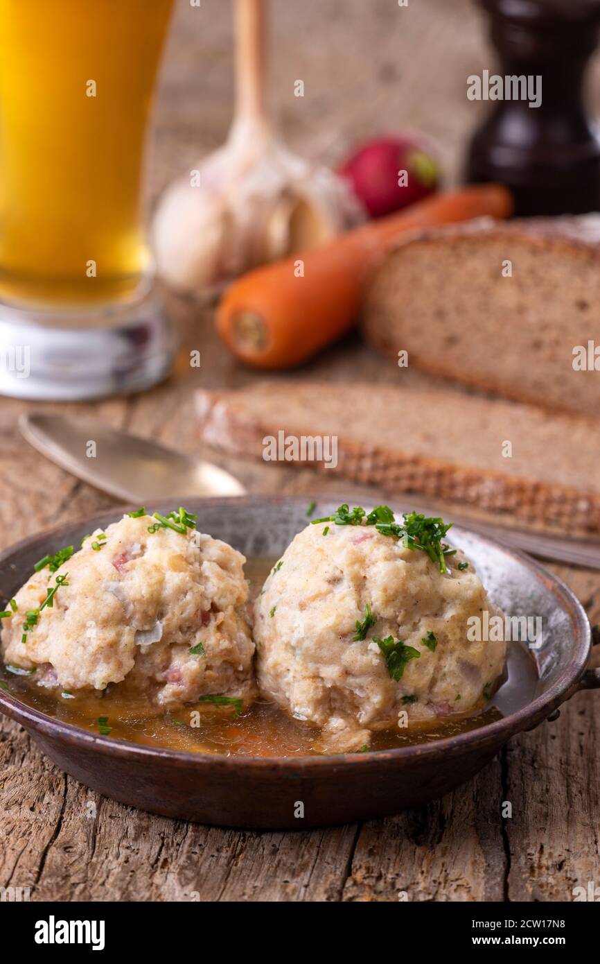 Beef broth with bacon dumplings hires stock photography and images Alamy