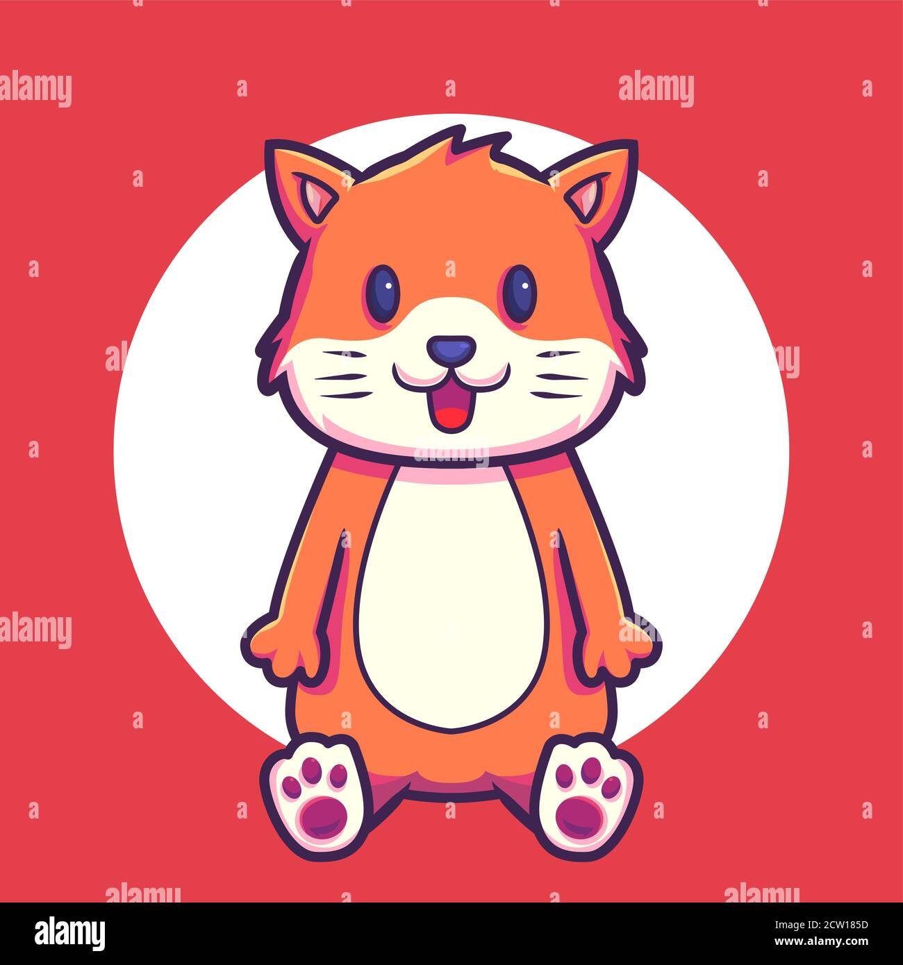 cute orange cat is sitting sweet. cartoon vector illustration Stock Vector