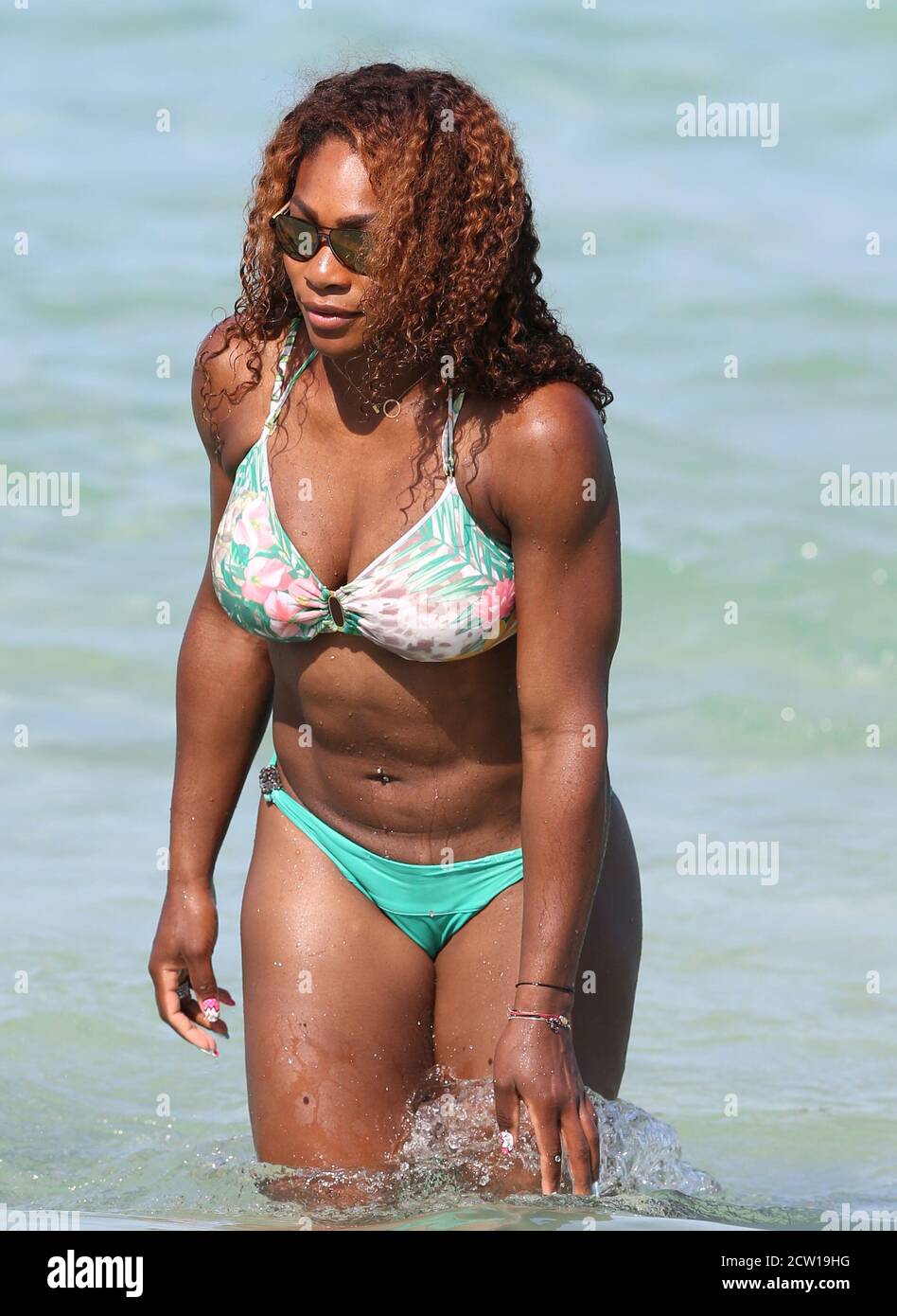 MIAMI BEACH, FL - JUNE 15: Serena Williams spends endless hours at the gym  keeping herself in tip top condition But it looks like it is time well  spent after tennis ace
