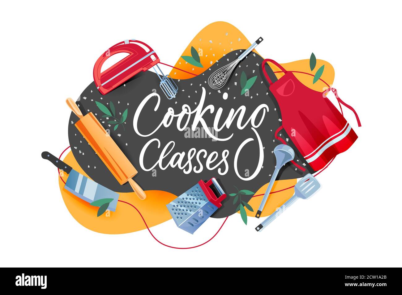 Cooking class banner, frame, label or poster design template. Hand