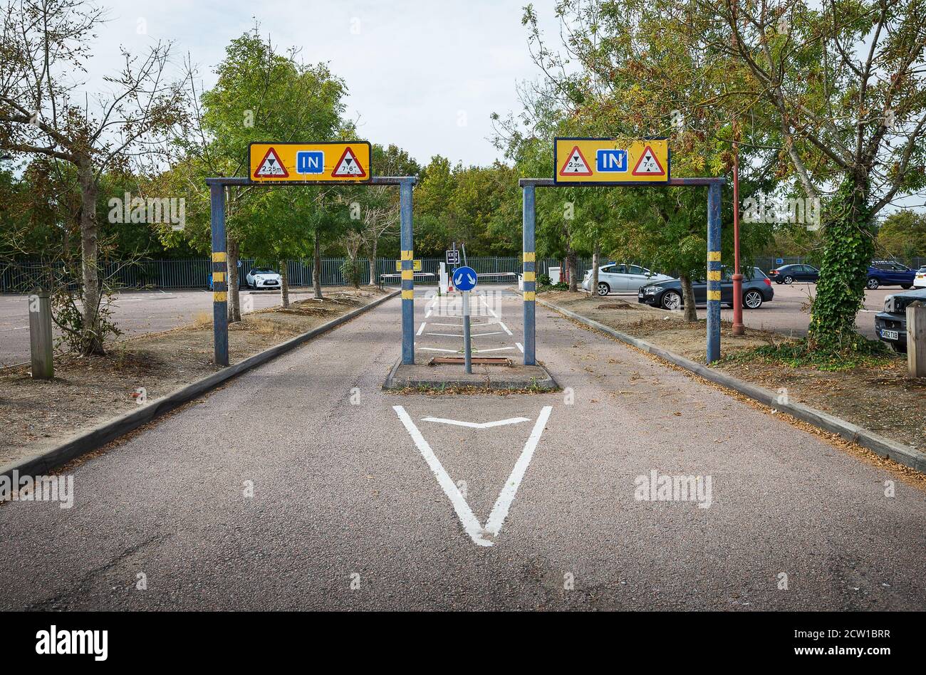 Entrance to Wincheap Park and Ride car park in Canterbury, Kent, England. Stock Photo