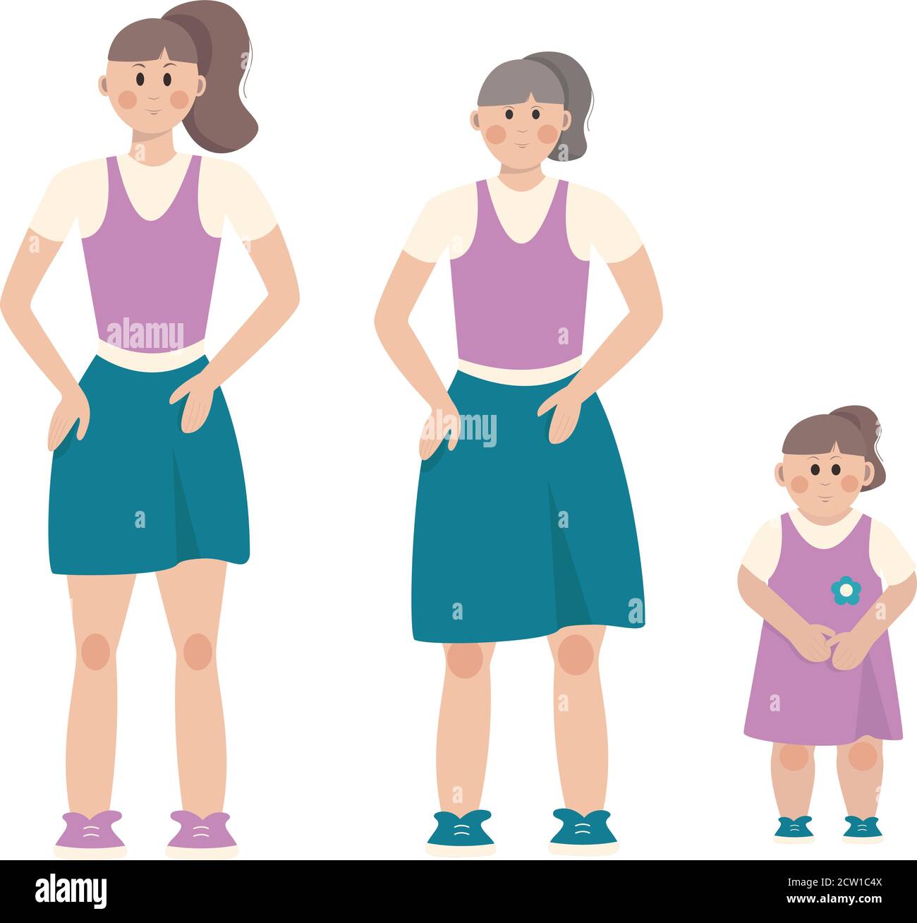 Daughter, mother and grandmother - family together in this pictire. Stock Vector