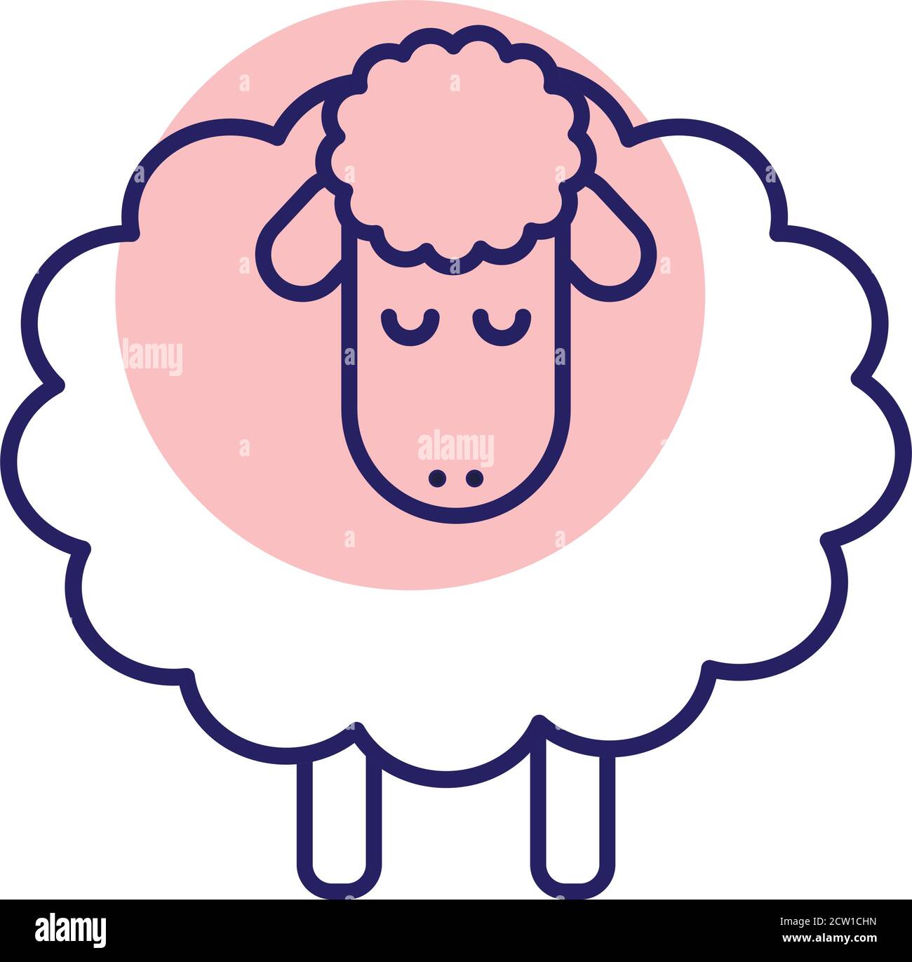 Cute sheep cartoon line style icon vector design Stock Vector