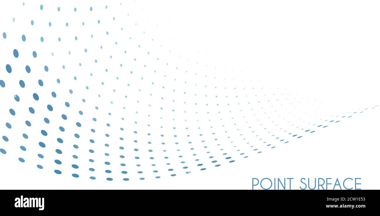 Abstract minimal point surface. Blue dots on white background. Simple vector graphic pattern Stock Vector