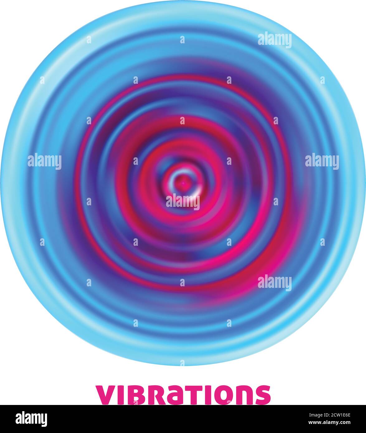 Visualization of high vibrations. Vibrating colorful circle isolated on white background. Vector graphics Stock Vector