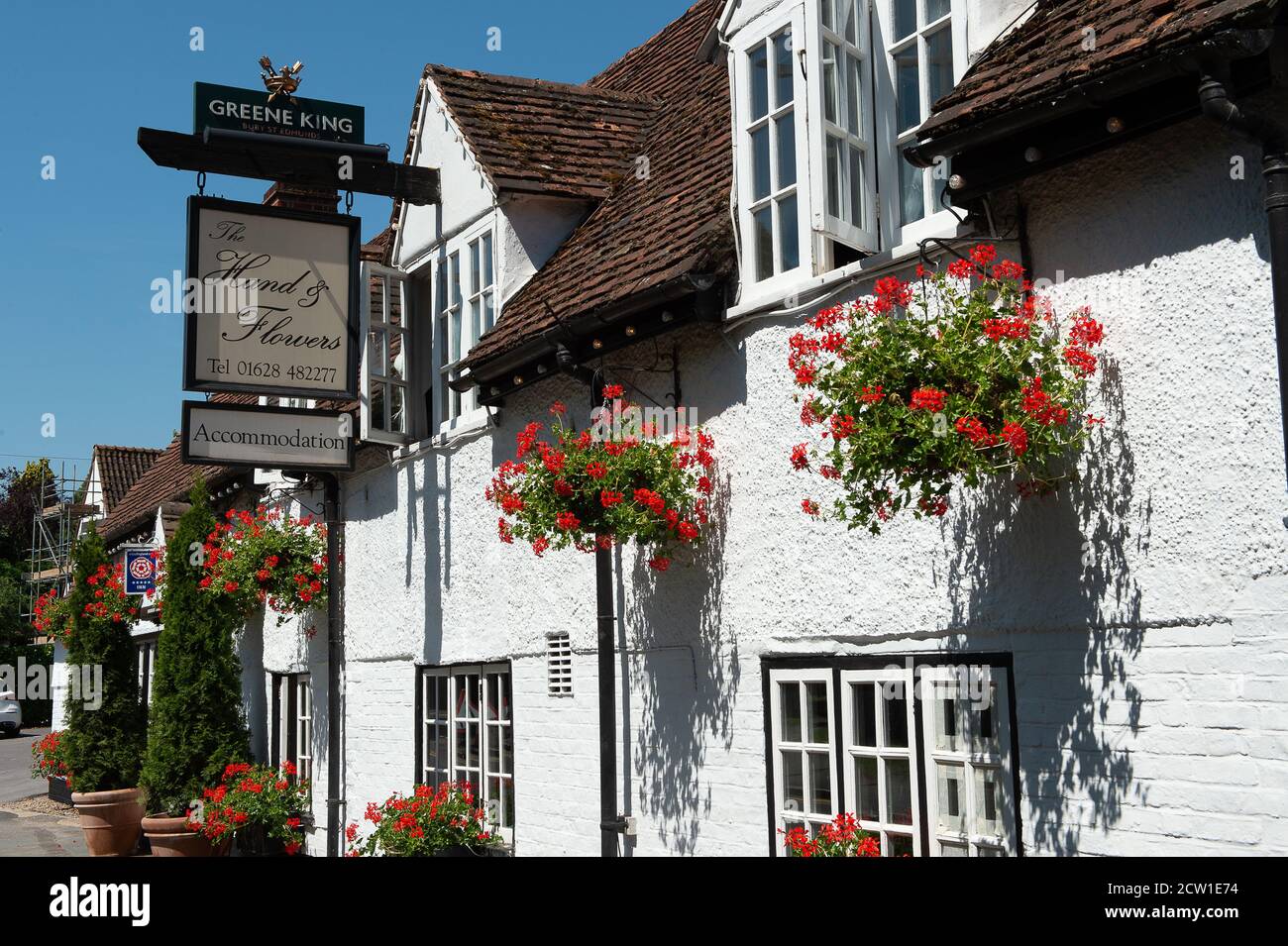 Marlow, Buckinghamshire, UK. 25th June, 2020. Celebrity Chef Tom Kerridge's Hand and Flowers inn, pub and restaurant in Marlow, Buckinghamshire are getting ready to reopen from 4th July 2020 following the easing of the Coronavirus Covid-19 Pandemic lockdown rules. Credit: Maureen McLean/Alamy Stock Photo