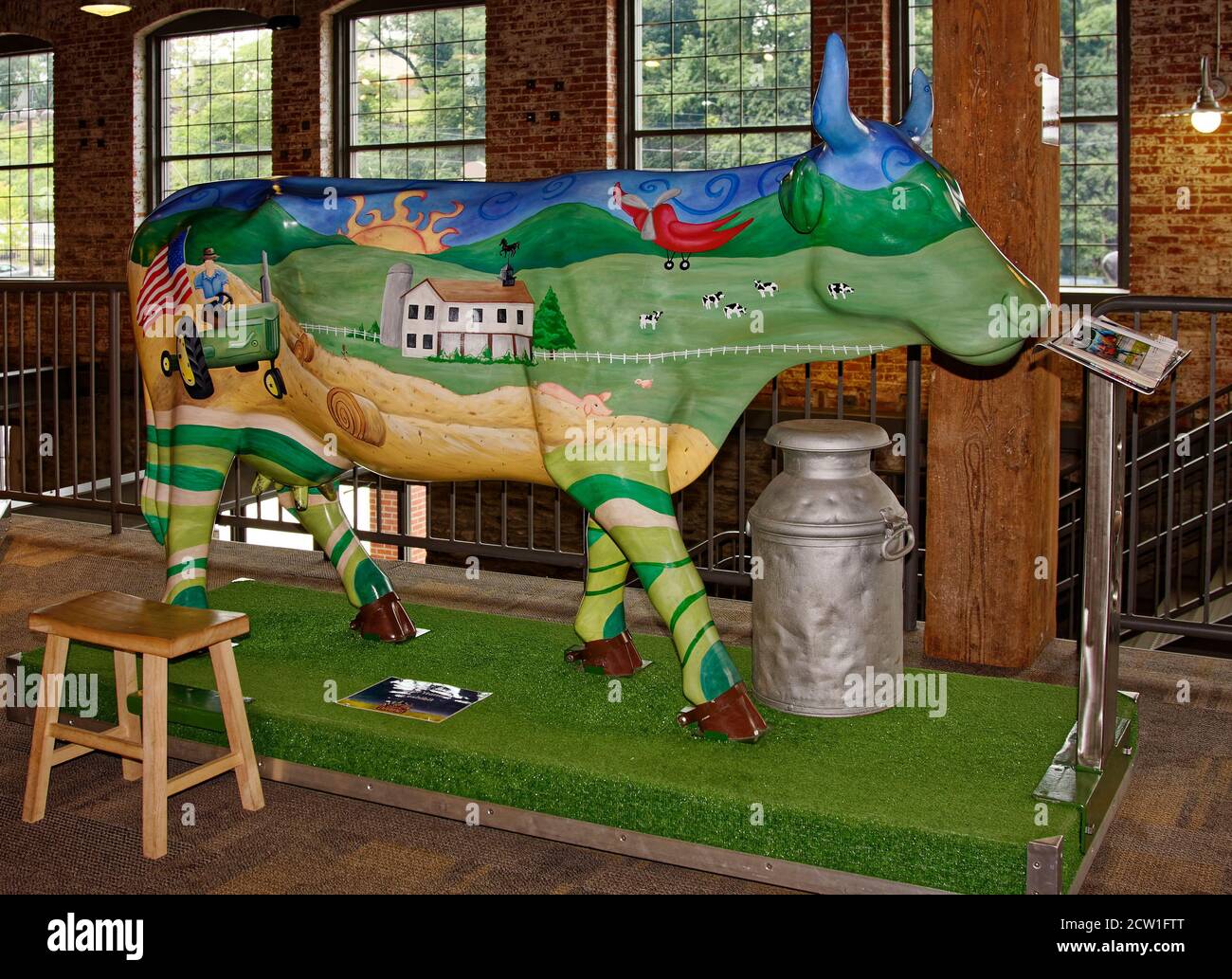 Turkey Hill Experience, cow statue, painted with farm scene, colorful