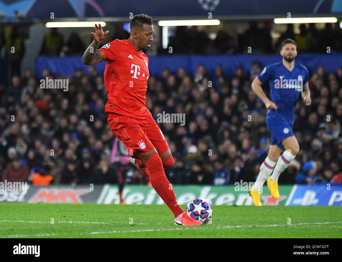 LONDON, ENGLAND - FEBRUARY 26, 2020: Jerome Boateng of Bayern pictured during the 2019/20 UEFA Champions League Round of 16 game between Chelsea FC and Bayern Munich at Stamford Bridge. Stock Photo